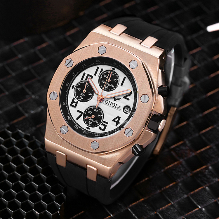 ONOLA 6805 Luxury Brand Fashion Sports Clock Men's Watches Wristwatch Metal Waterproof Multifunctional Quartz Watches  reloj