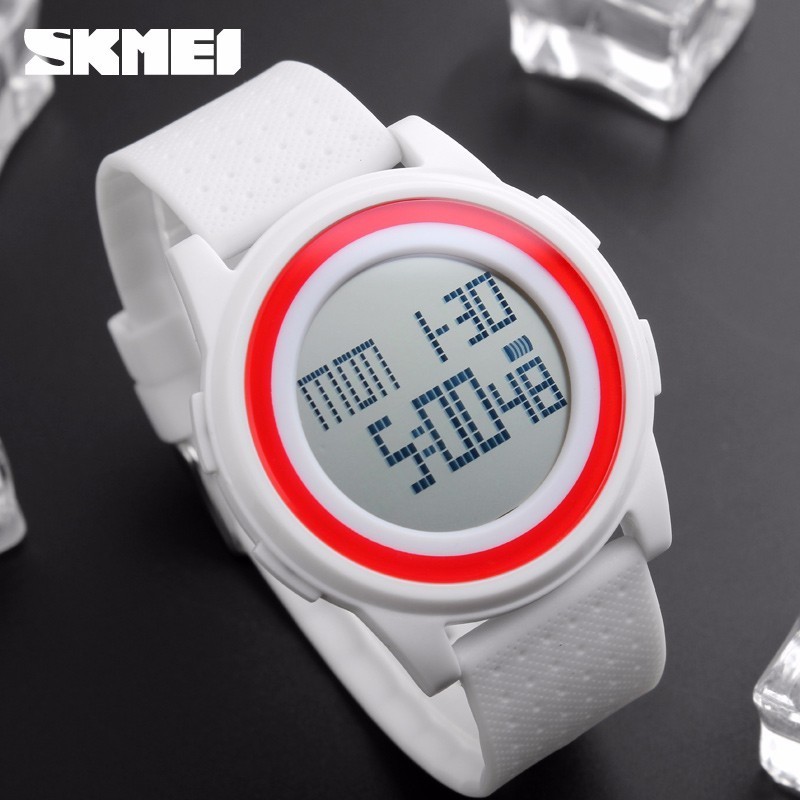 SKMEI 1206 new men outdoor electronic lcd watch 50m waterproof sports 5 colors jelly thin silicone strap women fashion led watch