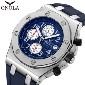 ONOLA 6805 Luxury Brand Fashion Sports Clock Men's Watches Wristwatch Metal Waterproof Multifunctional Quartz Watches  reloj