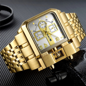 Oulm 3364 Golden Stainless Steel Luxury Brand Wristwatch Auto Date Business Male Quartz Watch Unique Design Men's Wrist Watches