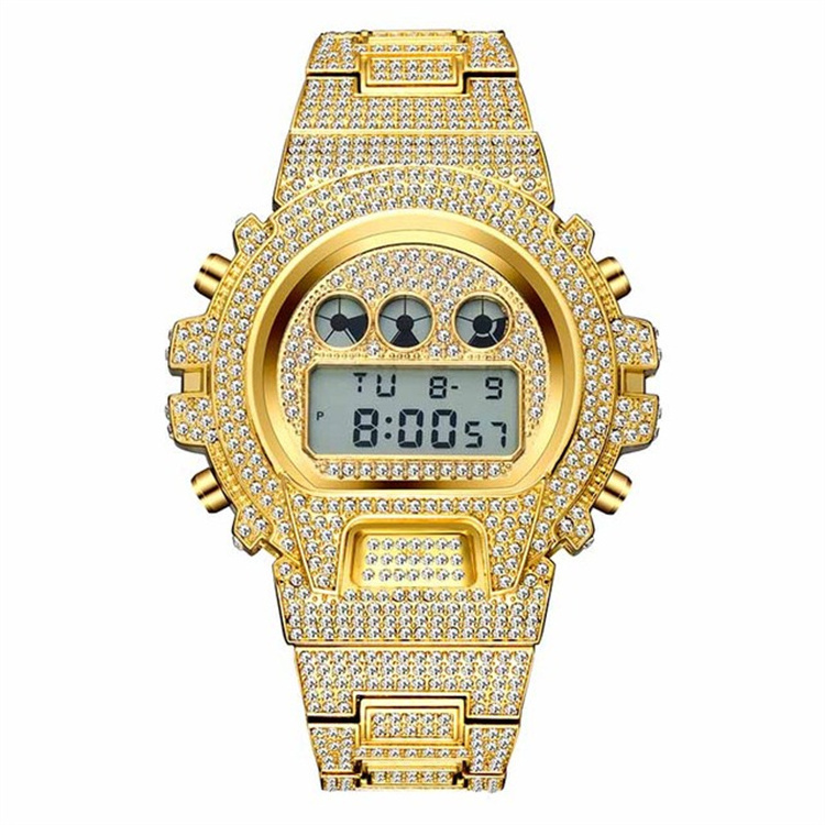 miss fox V304 Shock Mens Watches Top Brand Luxury Bling Bling Digital Watch Men Diamond Male Clock Hip Hop Iced Out Watches