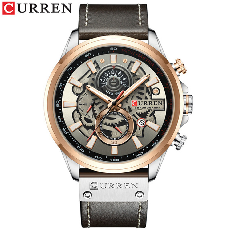 CURREN 8380 Fashion Sport Watch Men Blue Top Brand Luxury  Leather Wrist Watches Man Clock Casual Chronograph Wristwatch