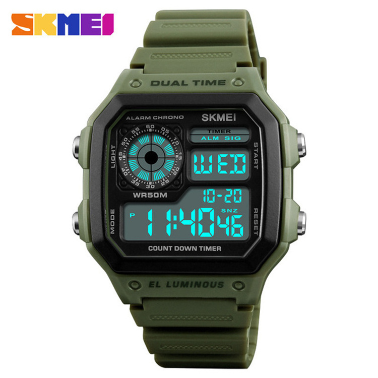 SKMEI 1299 Top Brand Luxury Digital Watch Men Double Time Countdown Waterproof Outdoor Sports Watches