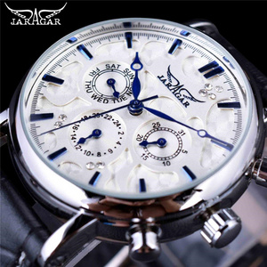 JARAGAR GMT939 Top Brand Luxury Male Watches Blue Sky Series Elegant Design Genuine Leather Strap Men Automatic Wristwatches