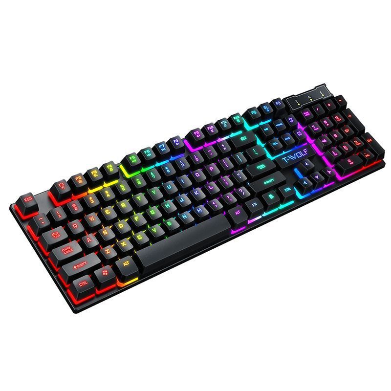 Backlit Gaming Keyboard TF200 Wrist Rest Gaming Mouse Wired Gaming Luminous Keyboard and Mouse Combo for Windows PC Gamer