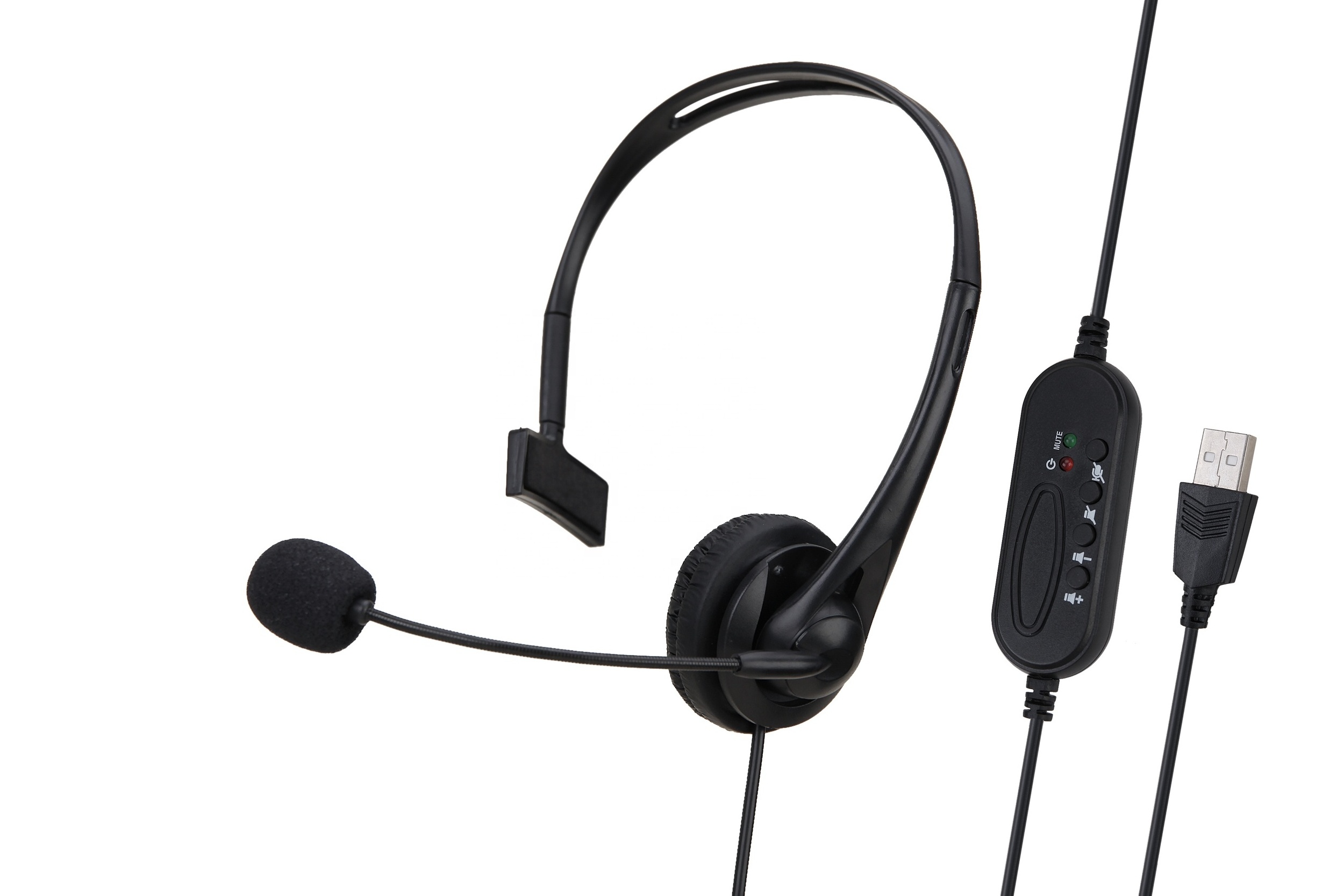 Shuoyin SY490 single ear cheap office wired computer call center USB headphone headphones telephone headsets for office PC Skype