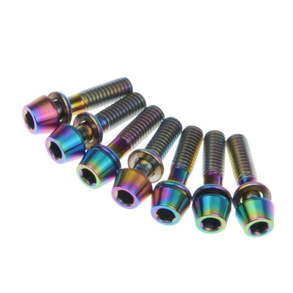 Original Multiple Color Titanium Bolt Stem Capitive Washer Gr.5 Cone Head Hex Screw Ti Fastener