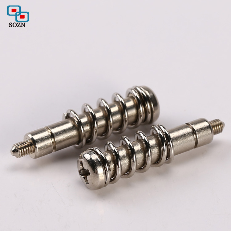 customized stainless flat phillip pan head spring screw/ spring loadedset screw for heatsink