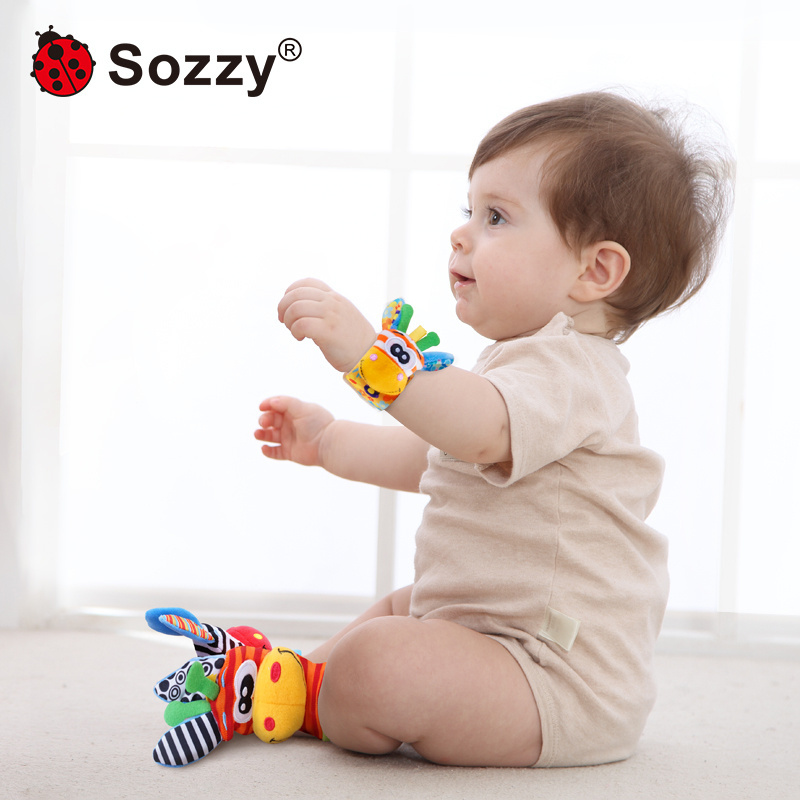 Sozzy Sensory Infant Baby Kids Socks Rattle Toys Set Wrist Rattle And Foot Socks 0~24 Months