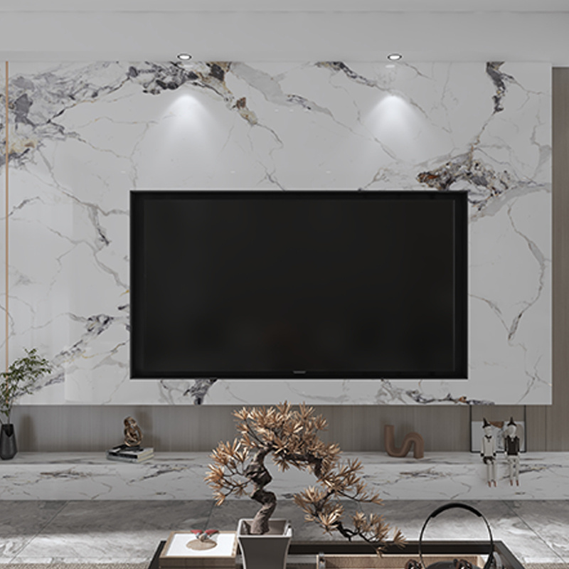 Marble look popular house renovation panels high texture PET film glossy effect bamboo charcoal wood veneer