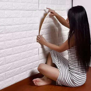 Custom Home Decoration Bedroom Self Adhesive foam 3D wall Brick Wallpaper