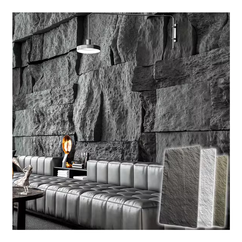 Light weight PU large faux pu stone rock 3d sound proof wall panels for house decoration