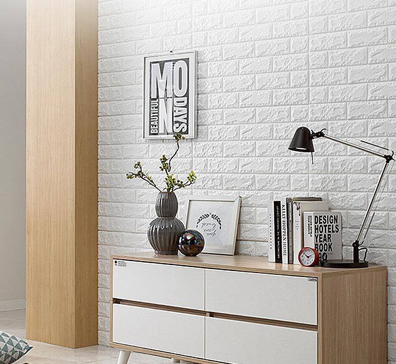 Custom Home Decoration Bedroom Self Adhesive foam 3D wall Brick Wallpaper