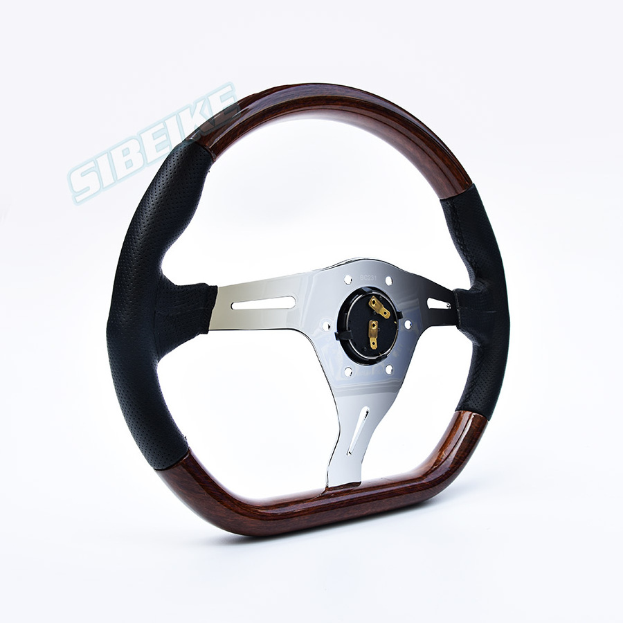 Custom D Shape Steering Wheel Flat Classic Wooden Style JDM Drift Racing Sim Steering Wheel For Universal