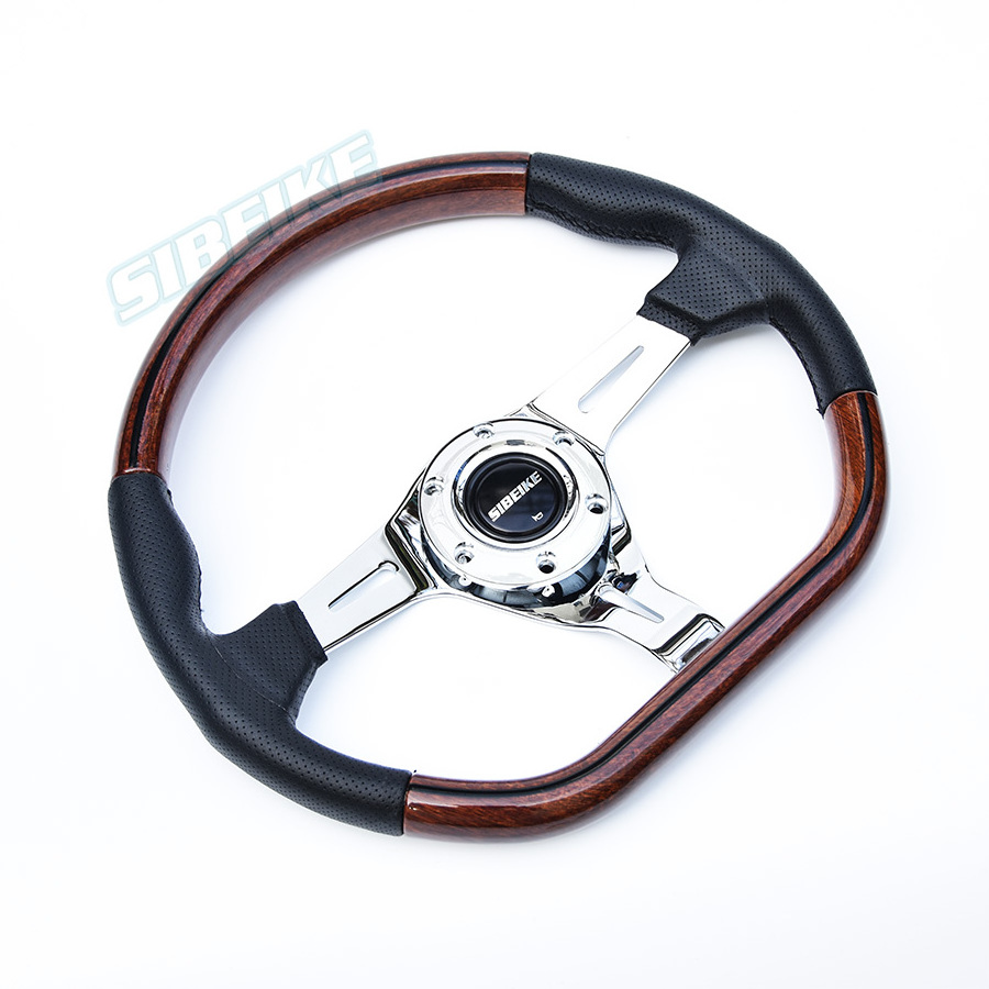 Custom D Shape Steering Wheel Flat Classic Wooden Style JDM Drift Racing Sim Steering Wheel For Universal