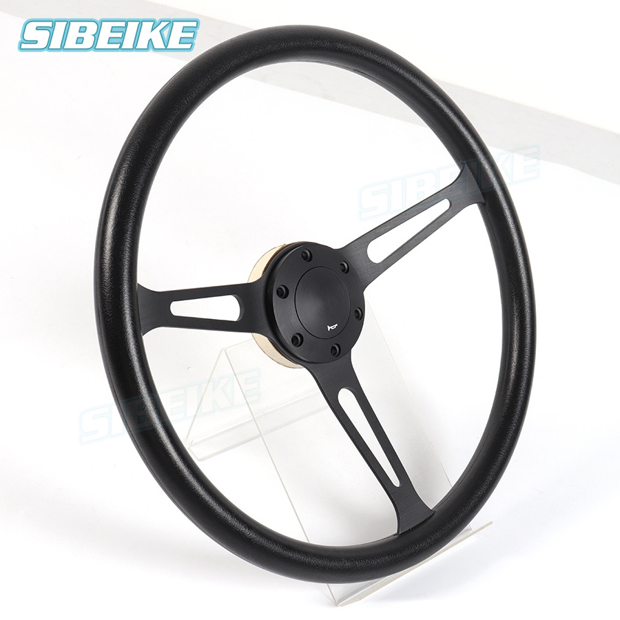 15Inch Black Sports Steering Wheel For Racing Car PU Leather 380mm Gaming Refit Sim Steering Wheel