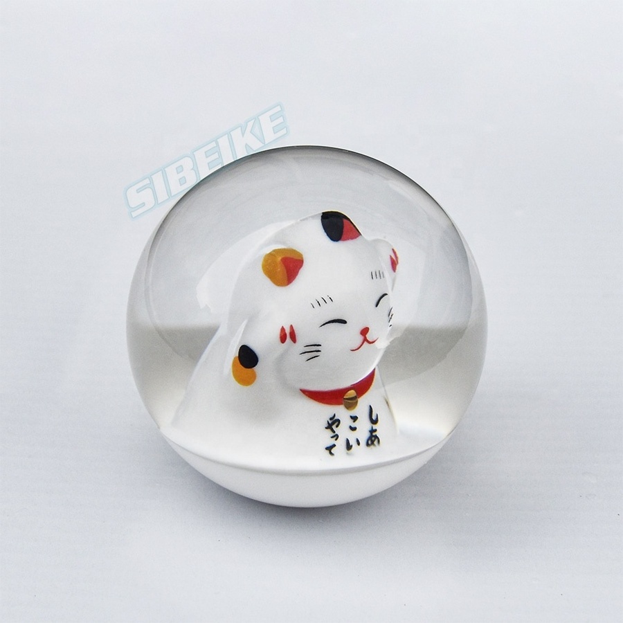 70MM Transparent Master Ball Rounded Shift Knob Lucky Cat Universal Racing Acrylic Shifter Gear Knob