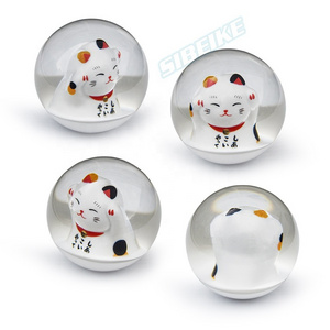 70MM Transparent Master Ball Rounded Shift Knob Lucky Cat Universal Racing Acrylic Shifter Gear Knob