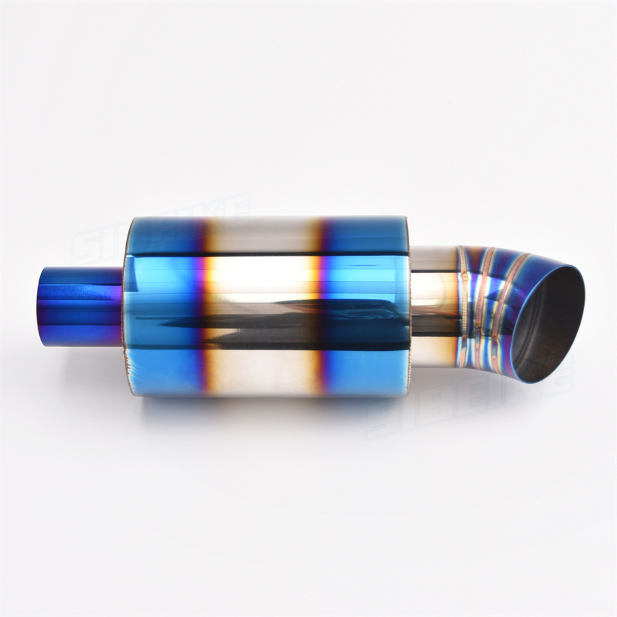 JDM Universal Custom Stainless Steel Exhaust Pipe Burnt Blue Exhaust Tail Pipe 51mm 63mm Car Exhaust Tail Muffler