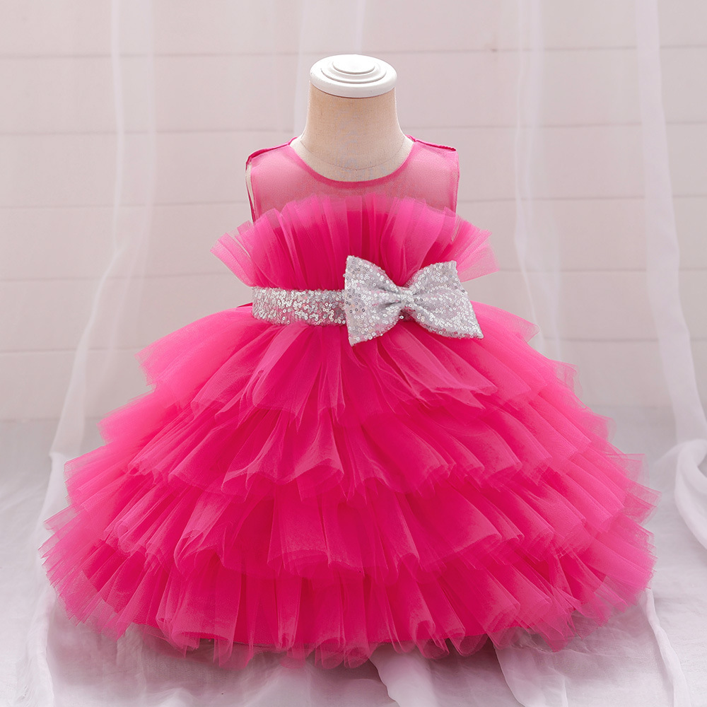 Baby Girl Mesh Cake Wedding Party New Fashion Summer Baby Children Outwear Tulle Cotton Sweet Girl Dress