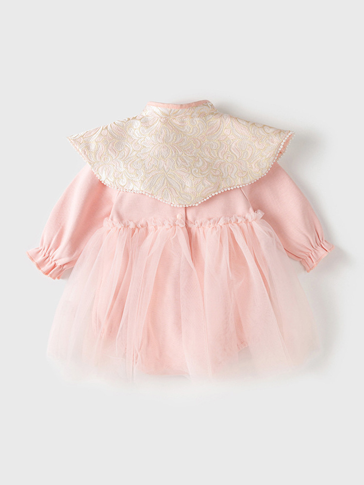 2024 New Girl Baby Dress Little Child Fashion Princess Long Sleeve Lace Party Embroidery Baby Clothes Traditional Chinese Dress