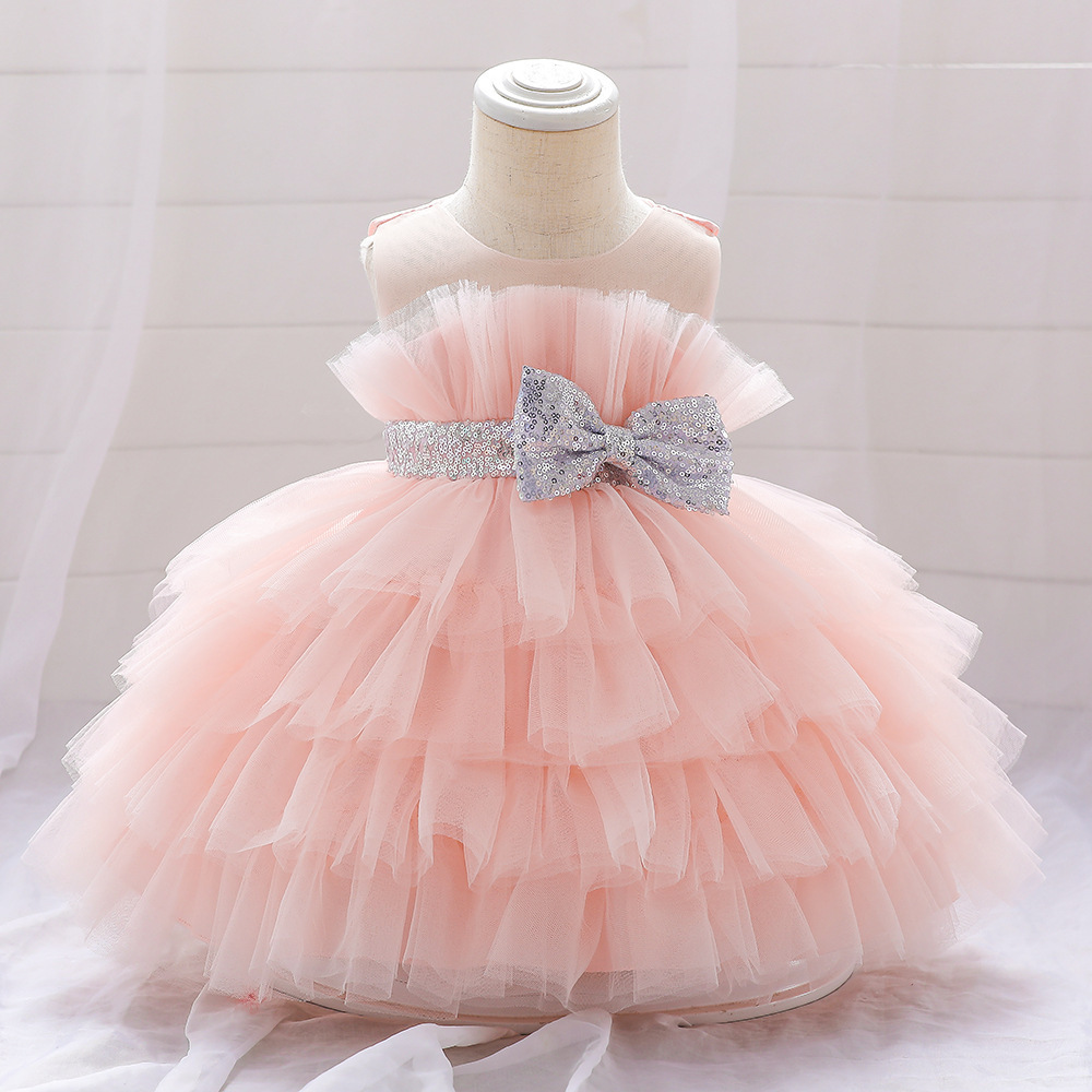 Baby Girl Mesh Cake Wedding Party New Fashion Summer Baby Children Outwear Tulle Cotton Sweet Girl Dress