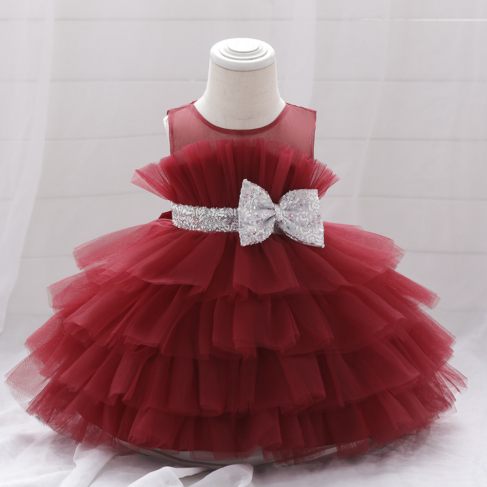 Baby Girl Mesh Cake Wedding Party New Fashion Summer Baby Children Outwear Tulle Cotton Sweet Girl Dress