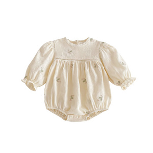 Wholesale Blank Clothes Baby Bubble Embroidery Baby Girl High Quality Long Sleeve New Born Baby Romper