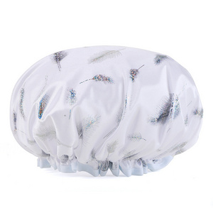 Wholesale reusable waterproof PE Inner shower cap double bath hood for home use shower caps for women waterproof