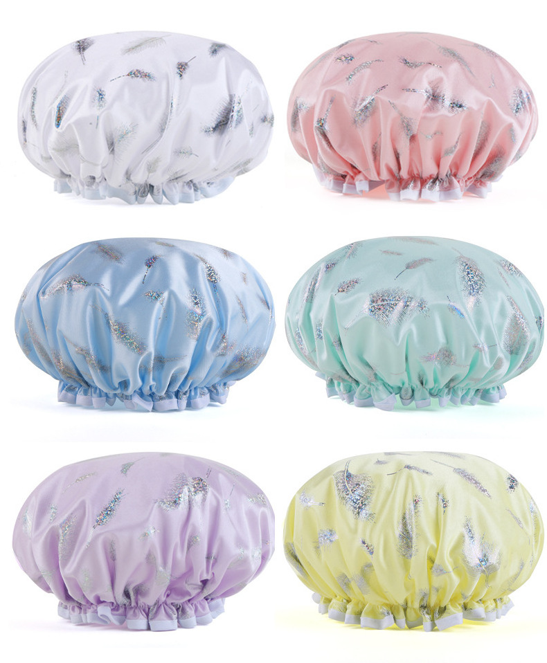 Wholesale reusable waterproof PE Inner shower cap double bath hood for home use shower caps for women waterproof