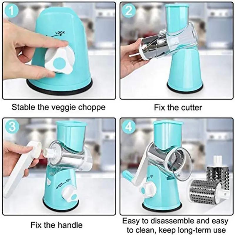 Wholesale Small Stainless Steel Manual Rotary Cheese Slicer Vegetable Shredder Cutter ABS Multifunctional Fruit Graters