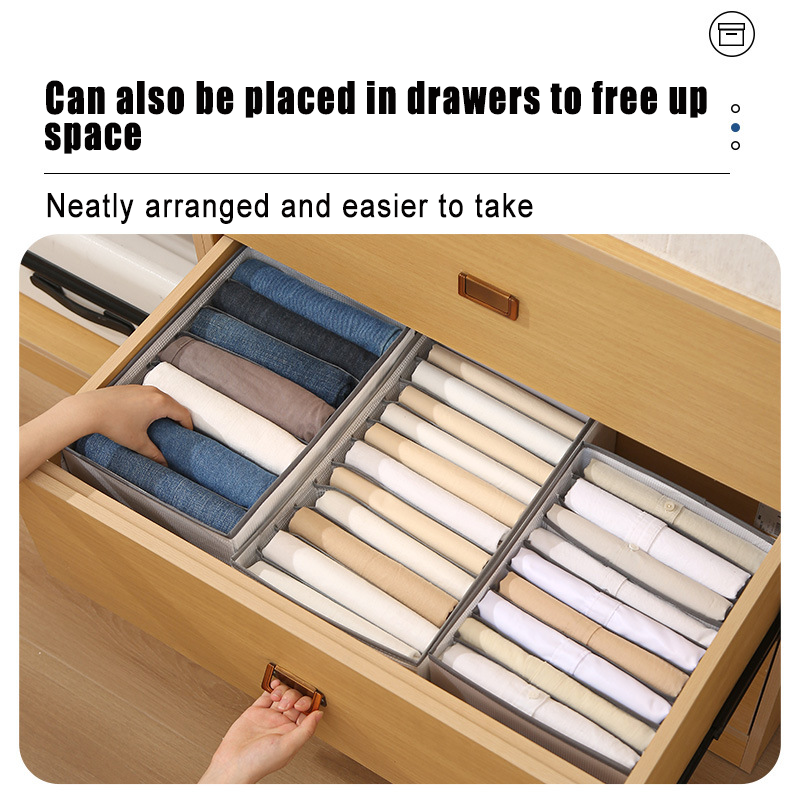 Hot Selling PP Material Storage Baskets Pants Organiser for Wardrobe for drawers foldable closet pants Storage Boxes