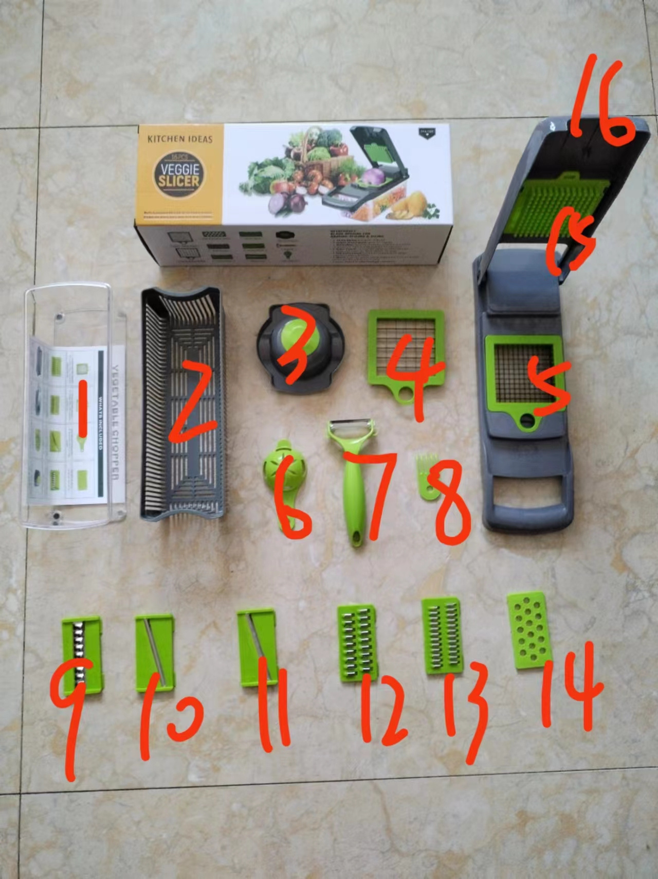 Fruit Onion Vegetable Cutter Machine Multifunctional 16 in 1 Food Cutter Kitchen Vegetable Slicer Dicer Cutter Veggie Chopper