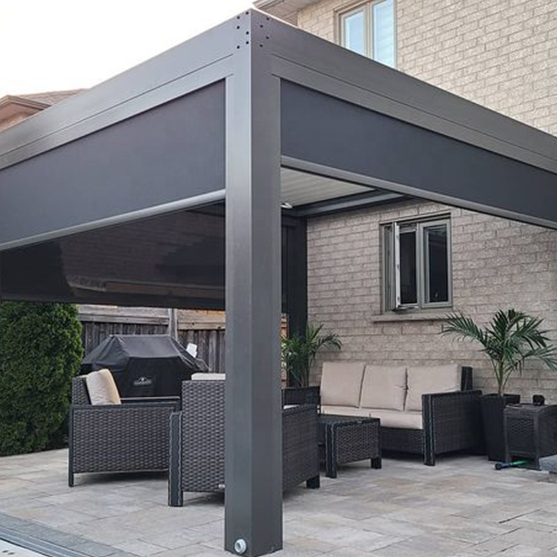 Automatic hardtop gazebo double vented roof pergolas aluminum frame galvanized steel outdoor gazebo canopy