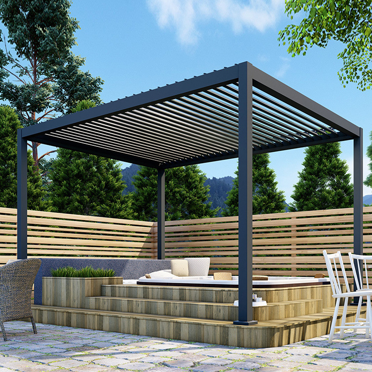 TSPK Motorized Aluminium Gazebo Durable Elegant Design Spacious Pergola with Zip Screen