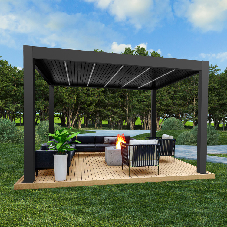 TSPK Motorized Aluminium Gazebo Durable Elegant Design Spacious Pergola with Zip Screen