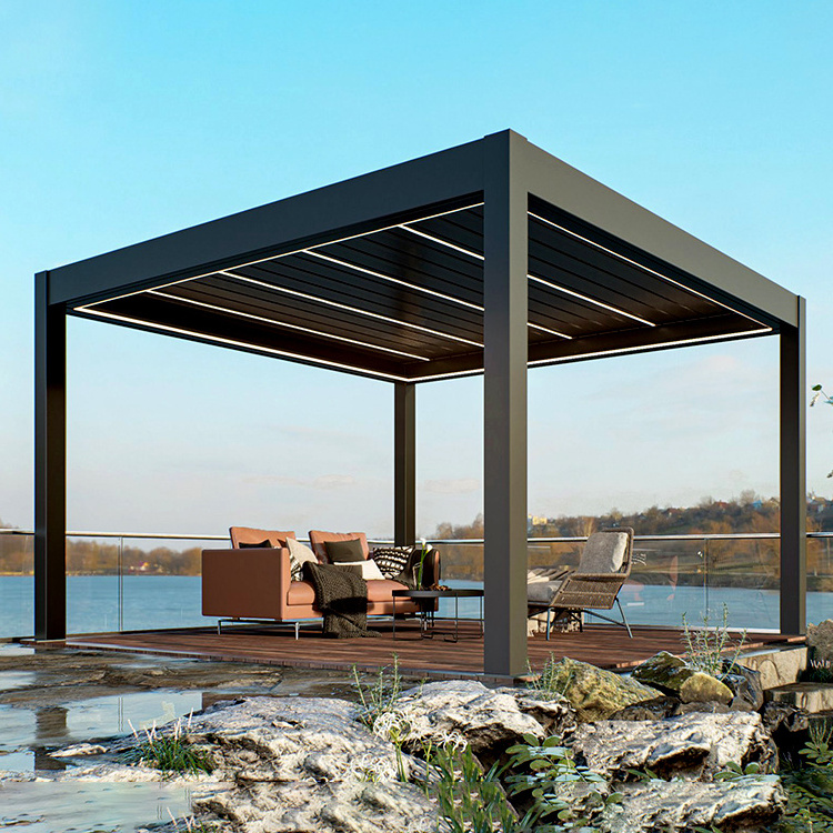 TSPK Snowproof and Windproof Outdoor Luxury Modern Pergola Gazebo Automatic Outside Shading System for Swimming Pool