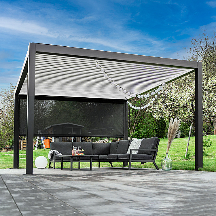 TSPK Garden Adjustable Outdoor Gazebo Customized Modern Bioclimatic Motorized Aluminium Louver Glass Pergola