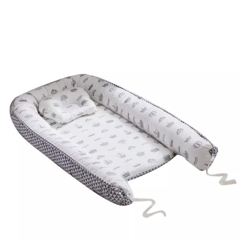 Baby Lounger Baby Nest Co Sleeping 100% Cotton Breathable Crib Newborn Lounger  Pillow for Newborn-Baby Nest Sleeper