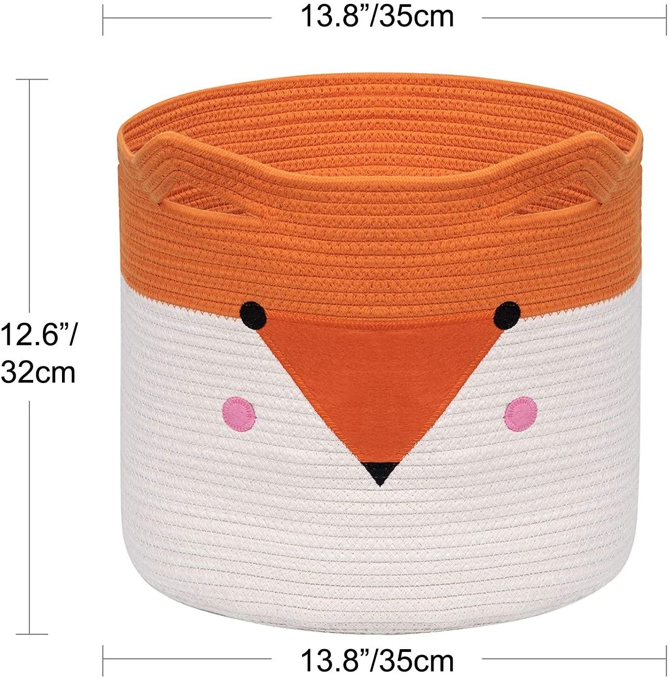 Foldable Cotton Rope Laundry Basket, Toy Storage Baskets Cute Animal Laundry Hamper, Pet Gift Basket for Cat