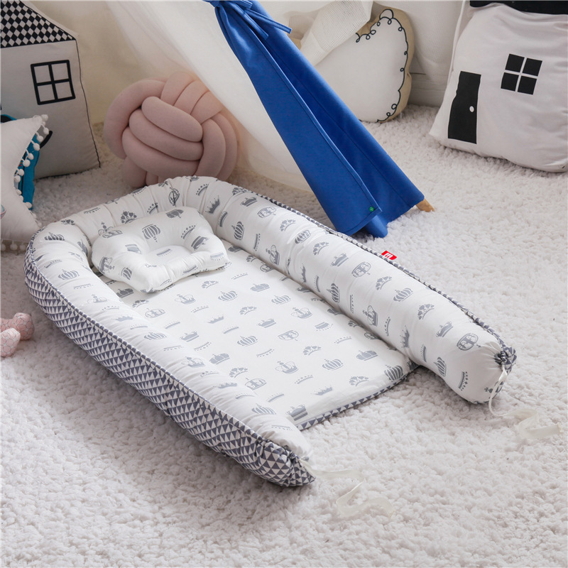 Portable Adjustable Newborn Lounger Crib, Baby Nest for Co-Sleeping, 100% Cotton & Breathable Fiberfill,