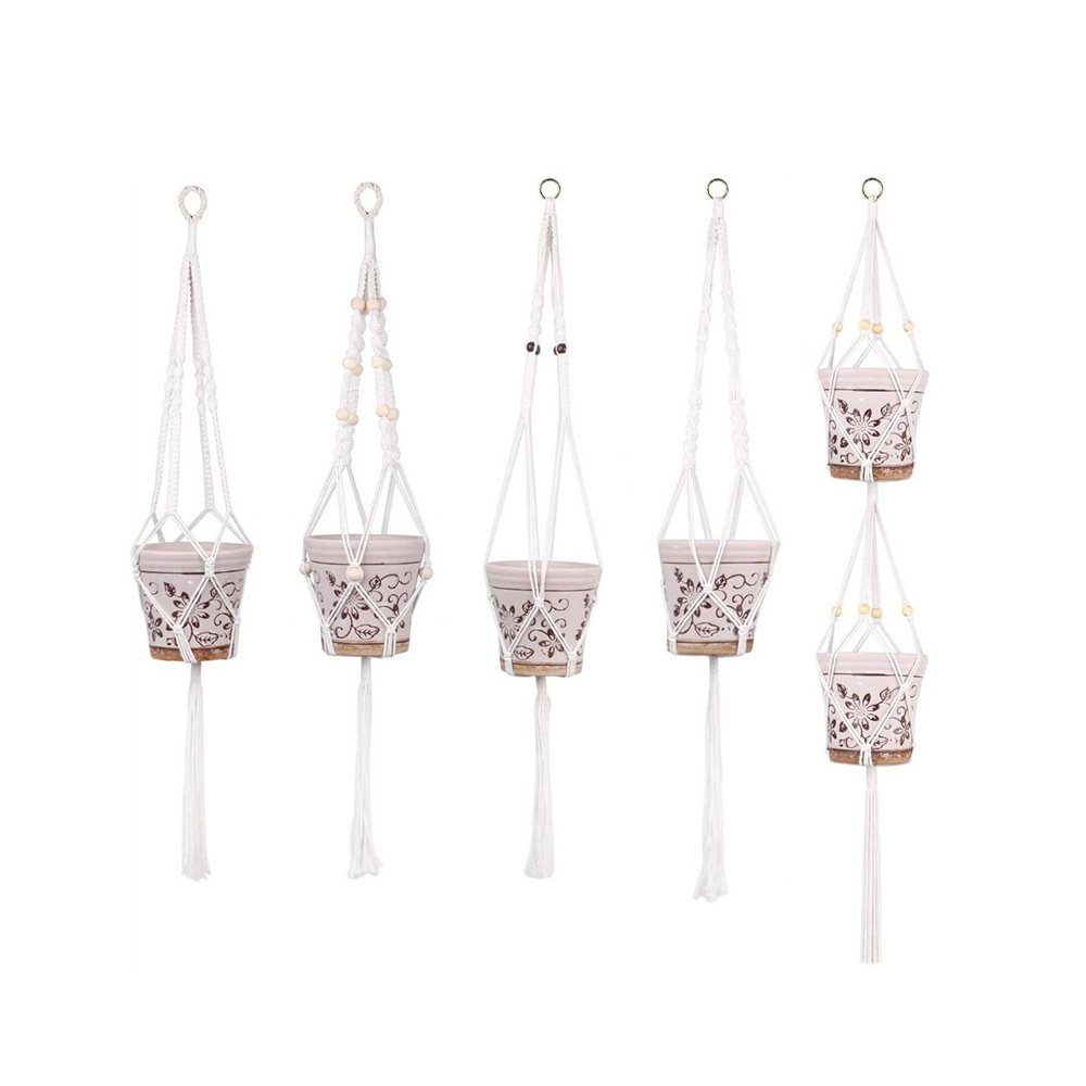 Wholesale Boho Plant Hanger Indoor Outdoor Hanging Planter Basket Cotton Rope Macrame Plant Hangers