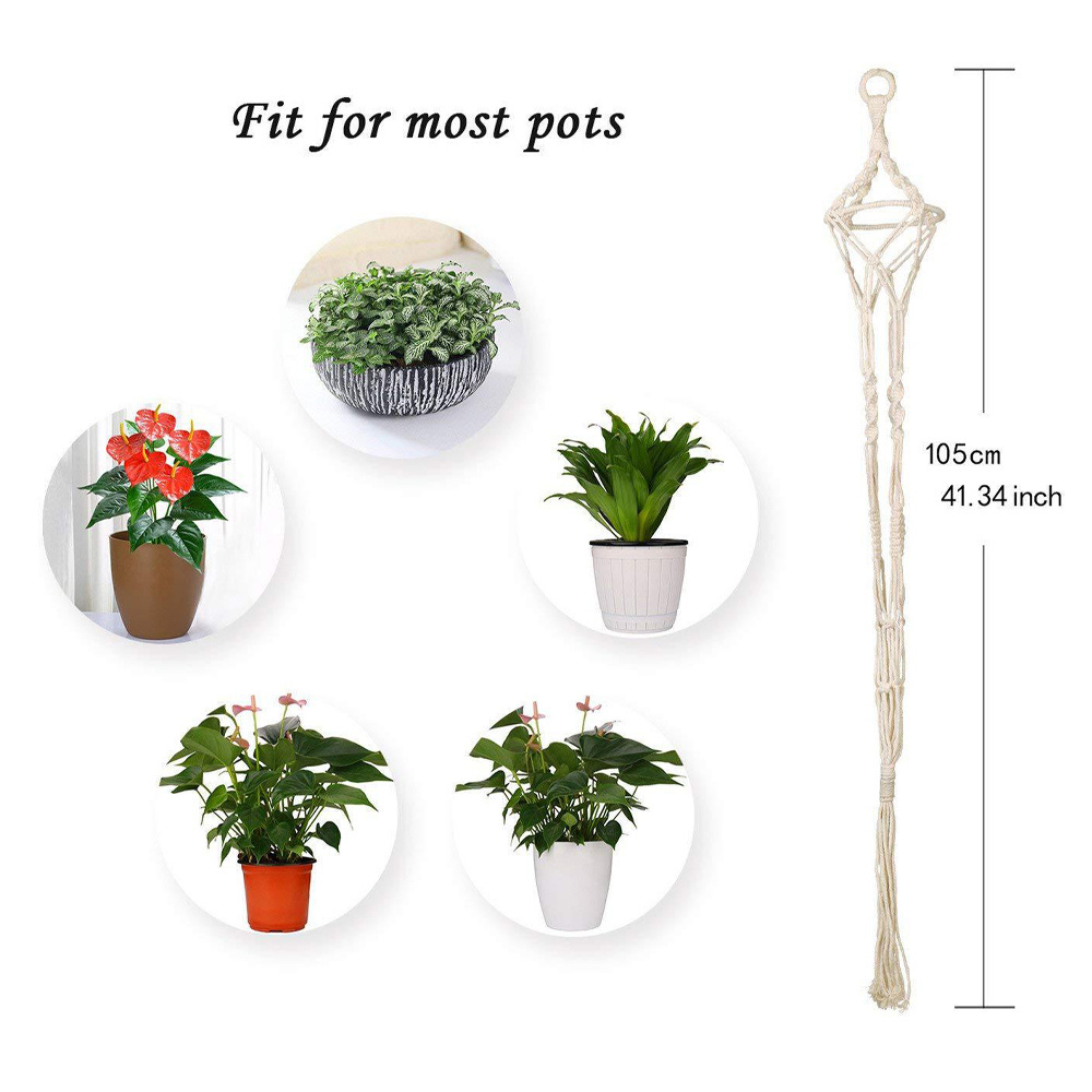 Wholesale Boho Plant Hanger Indoor Outdoor Hanging Planter Basket Cotton Rope Macrame Plant Hangers