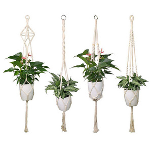 Wholesale Boho Plant Hanger Indoor Outdoor Hanging Planter Basket Cotton Rope Macrame Plant Hangers