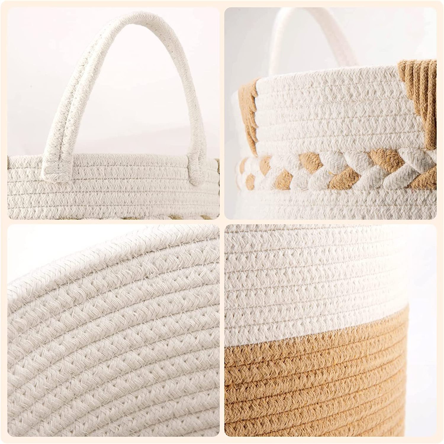 Blanket Basket Living Room, Extra Large Storage Basket Woven Cotton Rope Laundry Hamper XXXL for Kids Toys Shoes