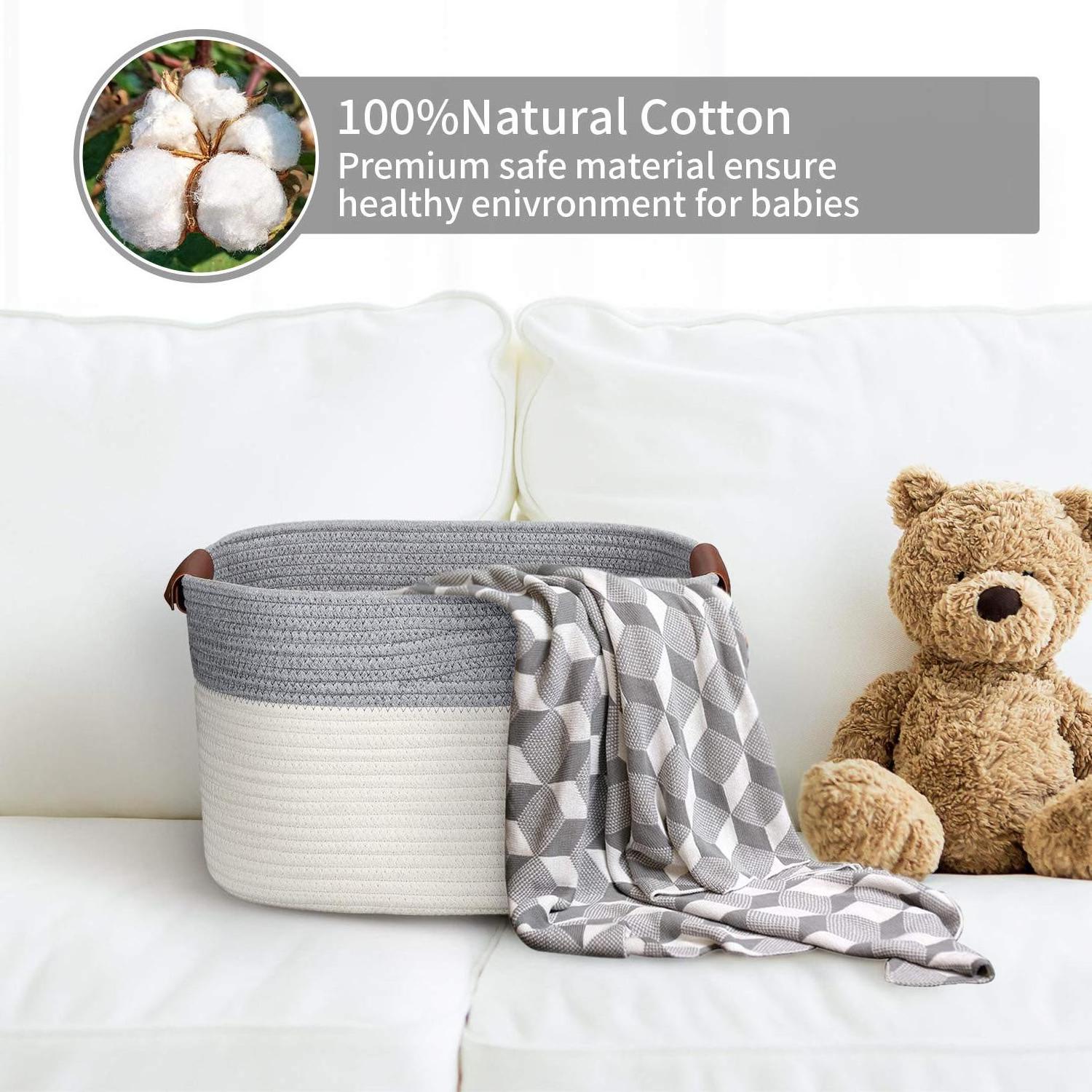 Home Organizing Bins and Nursery Decor 3-Pack Woven Cotton Rope Cube Shelf Storage Baskets for Storage Shelf toy Closet Storage