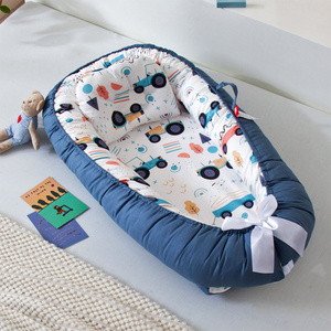 The more popular 100% Cotton Baby Nest Bed with Pillow Craddle Crib Portable Sleeping Cotton Baby Lounger Nest