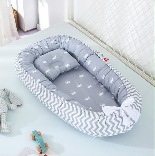 Portable Adjustable Newborn Lounger Crib, Baby Nest for Co-Sleeping, 100% Cotton & Breathable Fiberfill,