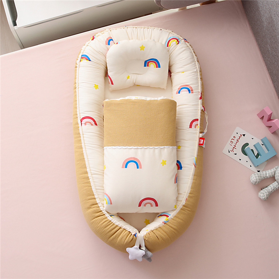 Baby Lounger Baby Nest Portable Newborn Co Sleeping Canvas Fabric Infant Bassinet Mattress Floor Seat Travel Crib Baby Bed