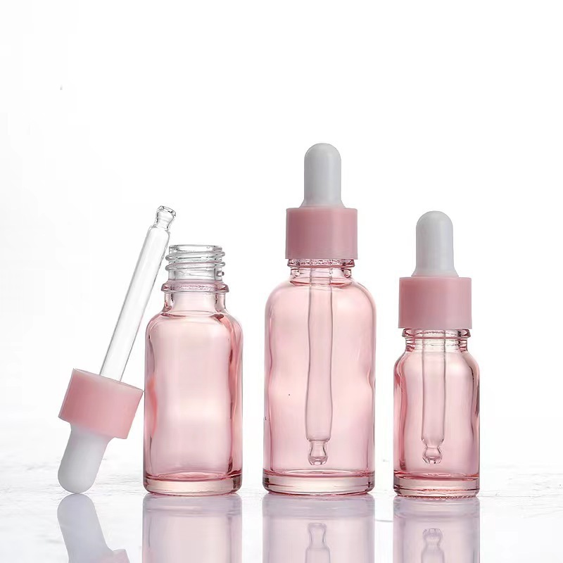 5 10 20 30ml  PInk  Glass Bottle with dropper for  essential oil manufacturer/wholesale